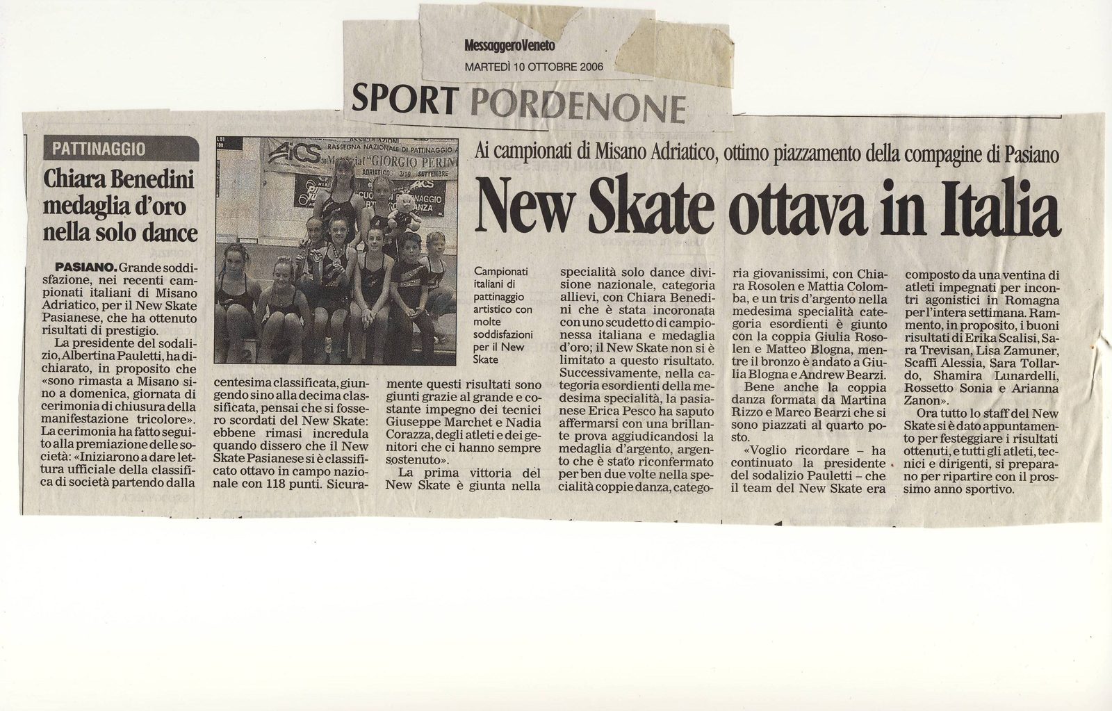 Campionati Italiani AICS a Misano Adriatico: New Skate ottava in Italia